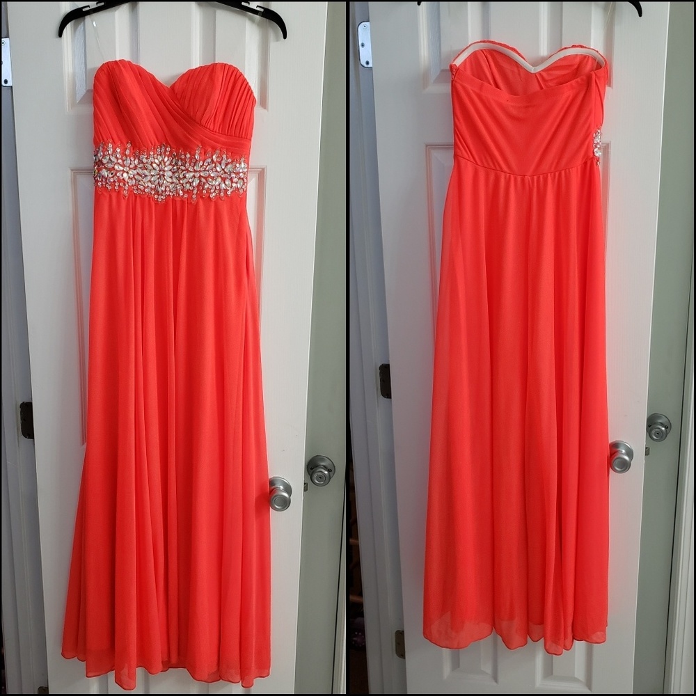 Full Length Hot Pink Prom Dress